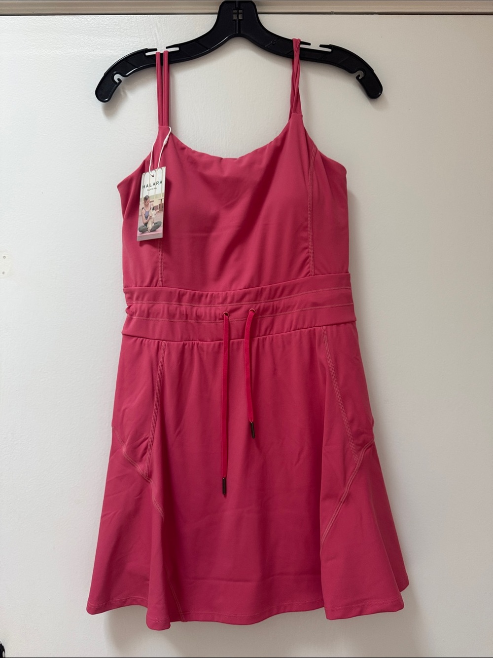 HALARA Pink Mini Dress with Drawstring Waist
